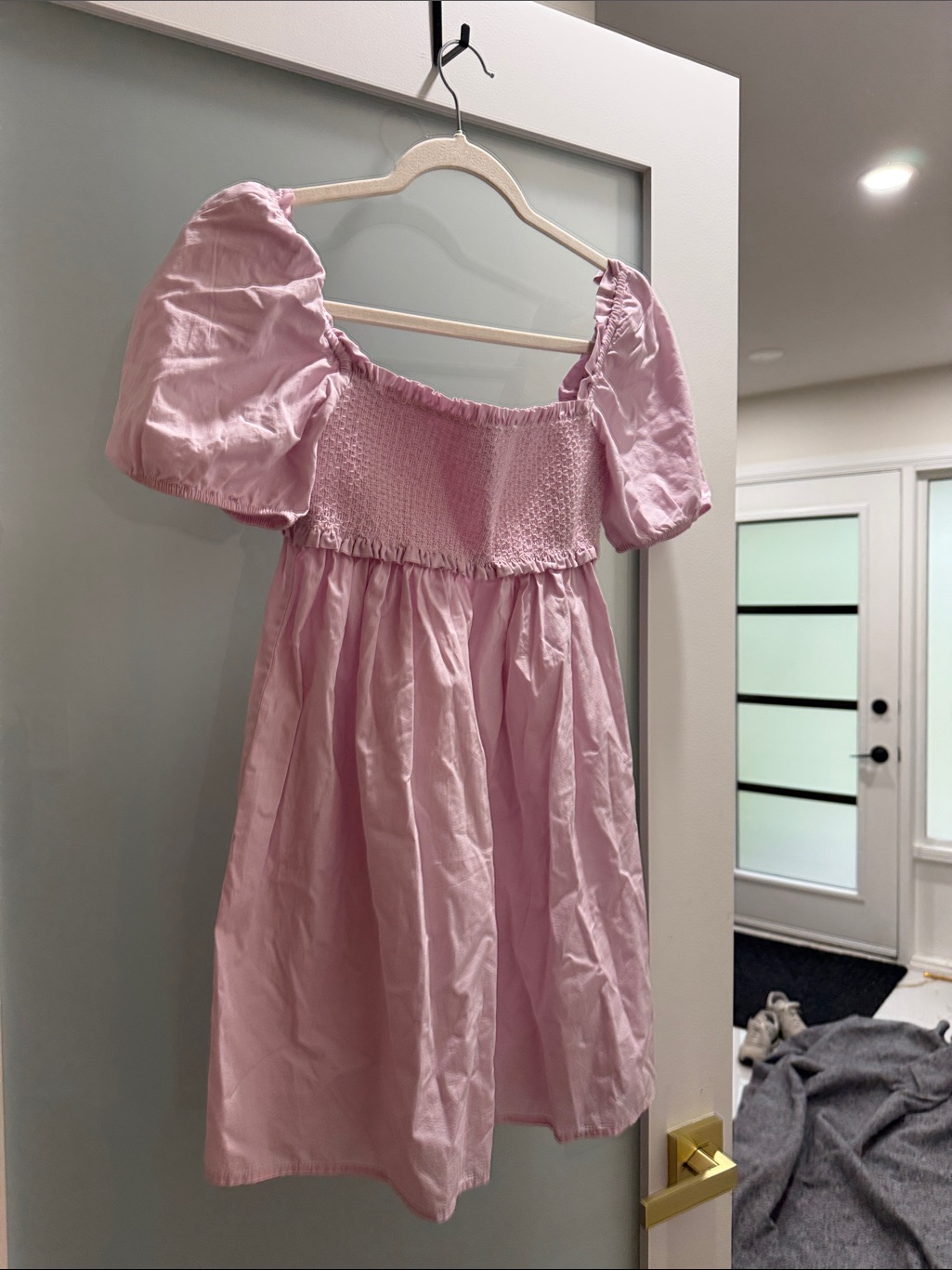 Sunday Best Pink Puff Sleeve Smocked Babydoll Dress